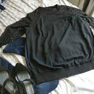 Lane Bryant Size 14/16 Rhinestone Sleeve Blouse